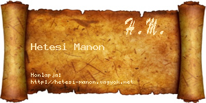 Hetesi Manon névjegykártya